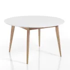 Round Dining Table Extendable Up to 160 cm in Mdf and Wood - Ciacco Viadurini