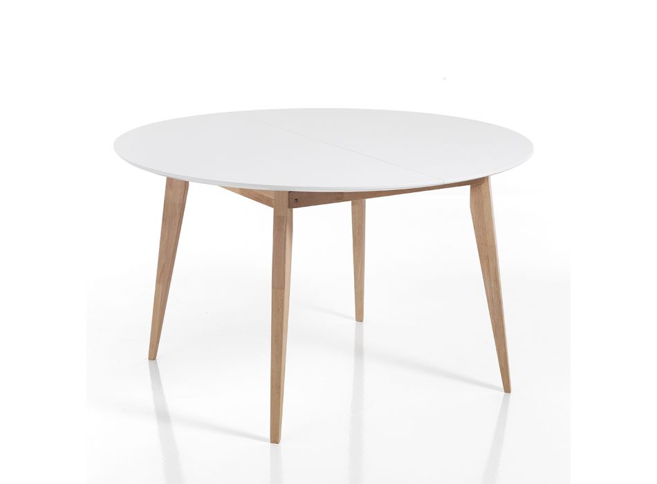 Round Dining Table Extendable Up to 160 cm in Mdf and Wood - Ciacco Viadurini