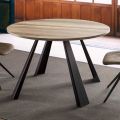 Round Dining Table Extendable Up to 370 cm in Wood and Metal - Caimano