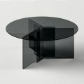 Round Dining Table with Base and Glass Top Made in Italy - Charles