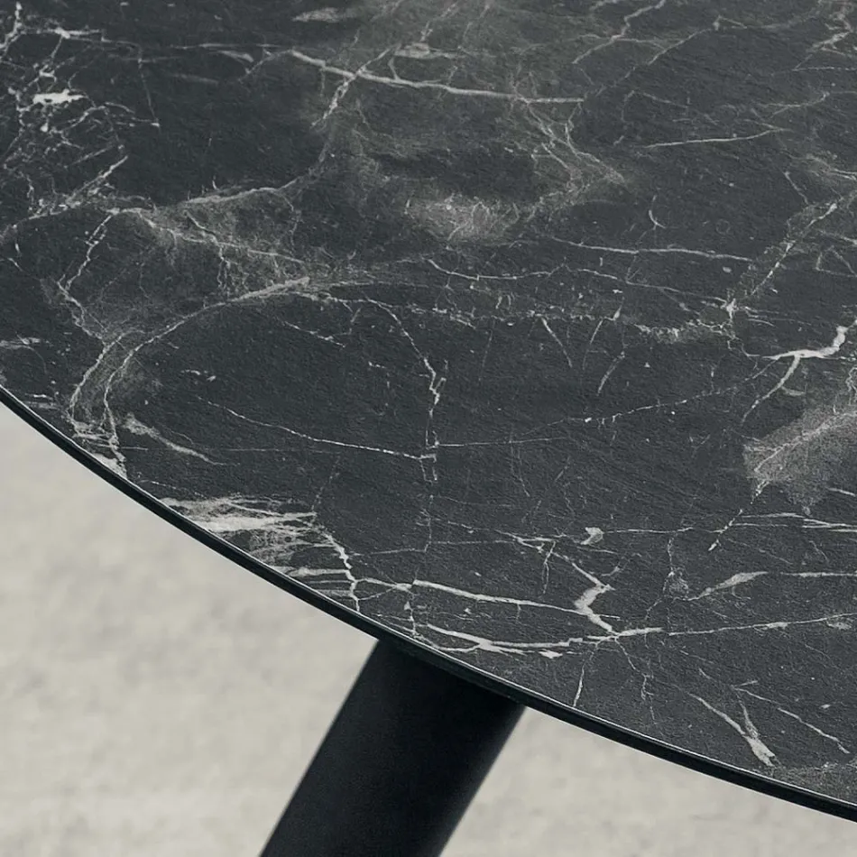 Round Dining Table with Layered HPL Top Made in Italy - Lingotto Viadurini