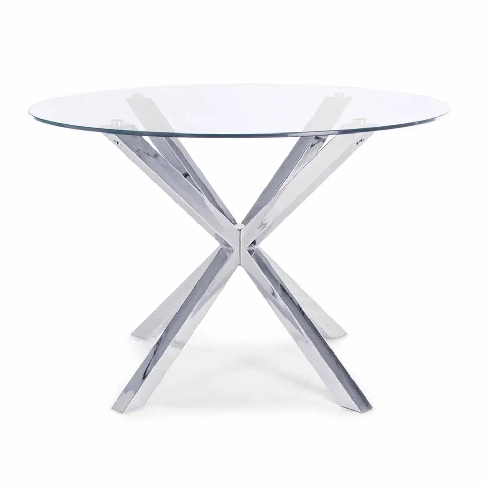 Homemotion Round Dining Table with Tempered Glass Top - Denda Viadurini