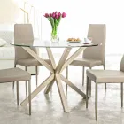 Homemotion Round Dining Table with Tempered Glass Top - Denda Viadurini