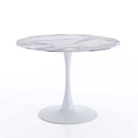 Round Dining Table in Steel and MDF - Aguglia Viadurini