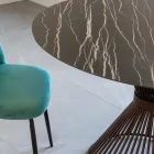 Round Dining Table in Florim Polished Ceramic and Steel Base - Denali Viadurini