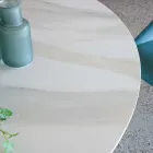 Round Dining Table in Florim Polished Ceramic and Steel Base - Denali Viadurini