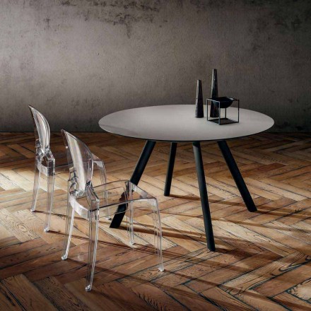 Round Dining Table in Laminated Fenix Made in Italy - Lingotto Viadurini
