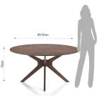 Round Dining Table in Veneered Mdf and Solid Wood - Fulmine Viadurini