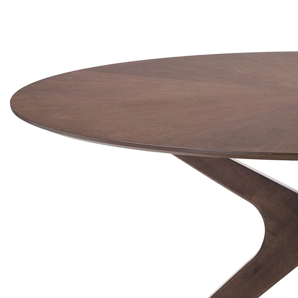 Round Dining Table in Veneered Mdf and Solid Wood - Fulmine Viadurini