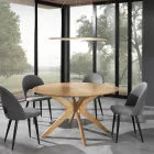 Round Dining Table in Veneered Mdf and Solid Wood - Fulmine Viadurini