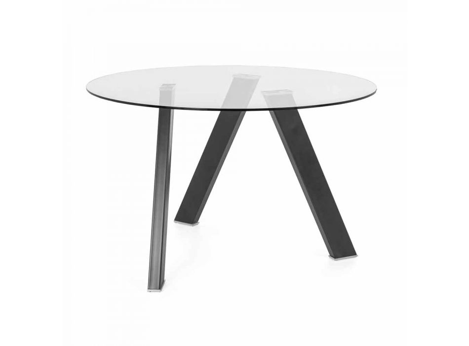 Modern Glass and Metal Round Dining Table - Tontolone Viadurini