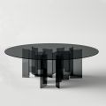 Round Dining Table in Extra-clear or Smoked Glass Made in Italy - Thommy