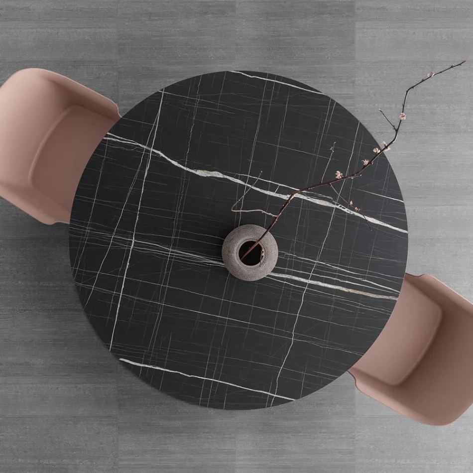 Round Dining Table Metal and Laminated Hpl Made in Italy - Bastiano Viadurini