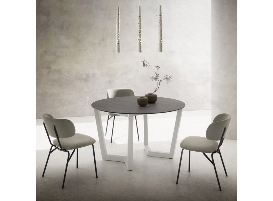 Round Dining Table Metal and Laminated Hpl Made in Italy - Bastiano Viadurini