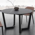 Round Dining Table Metal and Laminated Hpl Made in Italy - Bastiano