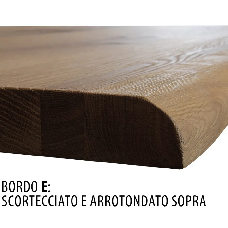 Solid Oak Dining Table Available with Various Edges Made in Italy - Boromir Viadurini
