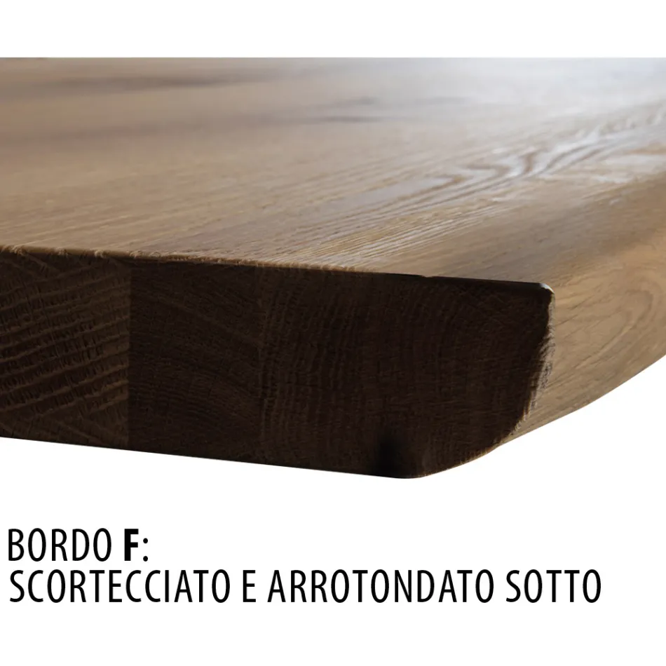 Solid Oak Dining Table Available with Various Edges Made in Italy - Boromir Viadurini