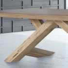 Solid Oak Dining Table Available with Various Edges Made in Italy - Boromir Viadurini