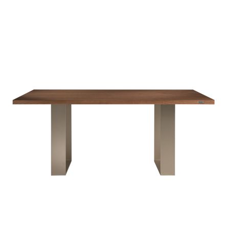Dining Table Structure in Iron and Solid Wood Made in Italy - Romino Viadurini