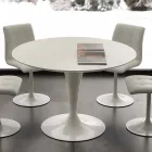 Topeka white round dining table, modern design Viadurini
