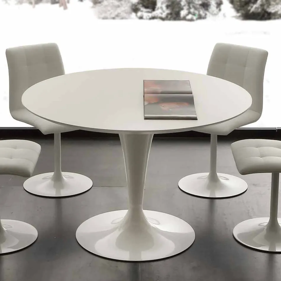 Topeka white round dining table, modern design Viadurini