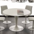 Modern round table with white lacquered top or laminate Topeka