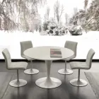 Topeka white round dining table, modern design Viadurini