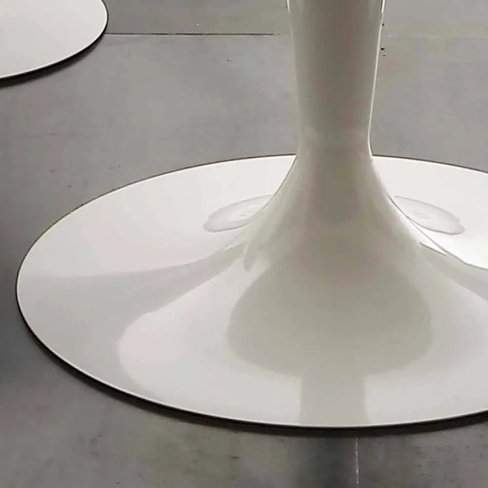 Topeka white round dining table, modern design Viadurini