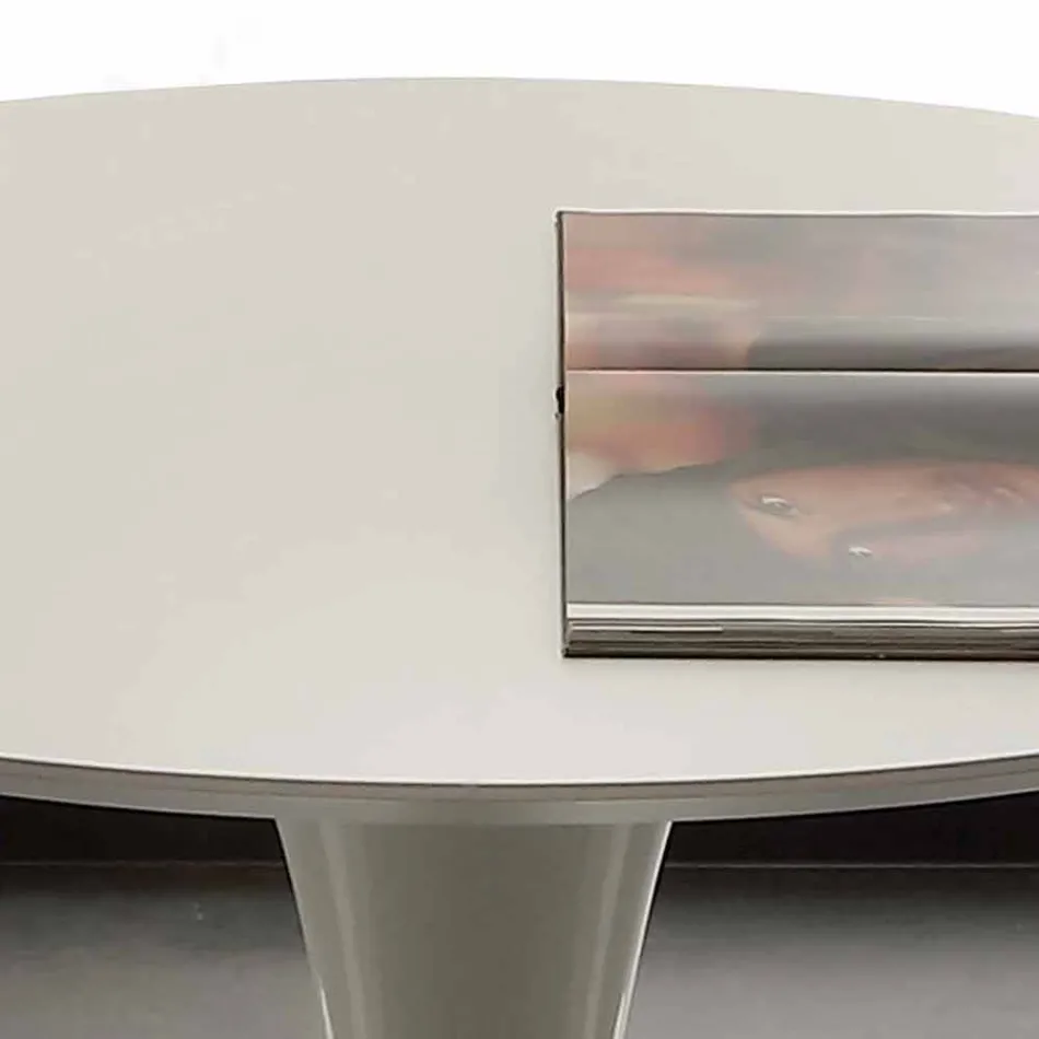 Topeka white round dining table, modern design Viadurini