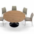 Round Dining Table with Fine Veneered Top Made in Italy - Dollars Viadurini