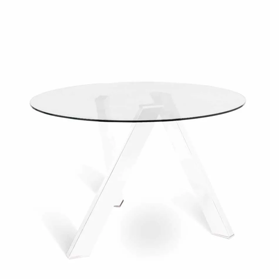 Round dining table with glass top in Adam, modern design Viadurini