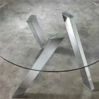 Round dining table with glass top in Adam, modern design Viadurini