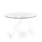 Adamo round dining table with glass top, modern design Viadurini