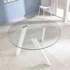 Adamo round dining table with glass top, modern design Viadurini