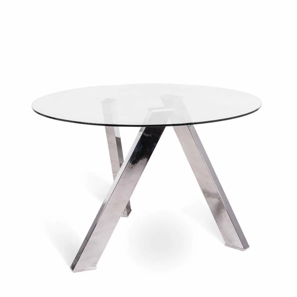 Round dining table with glass top in Adam, modern design Viadurini