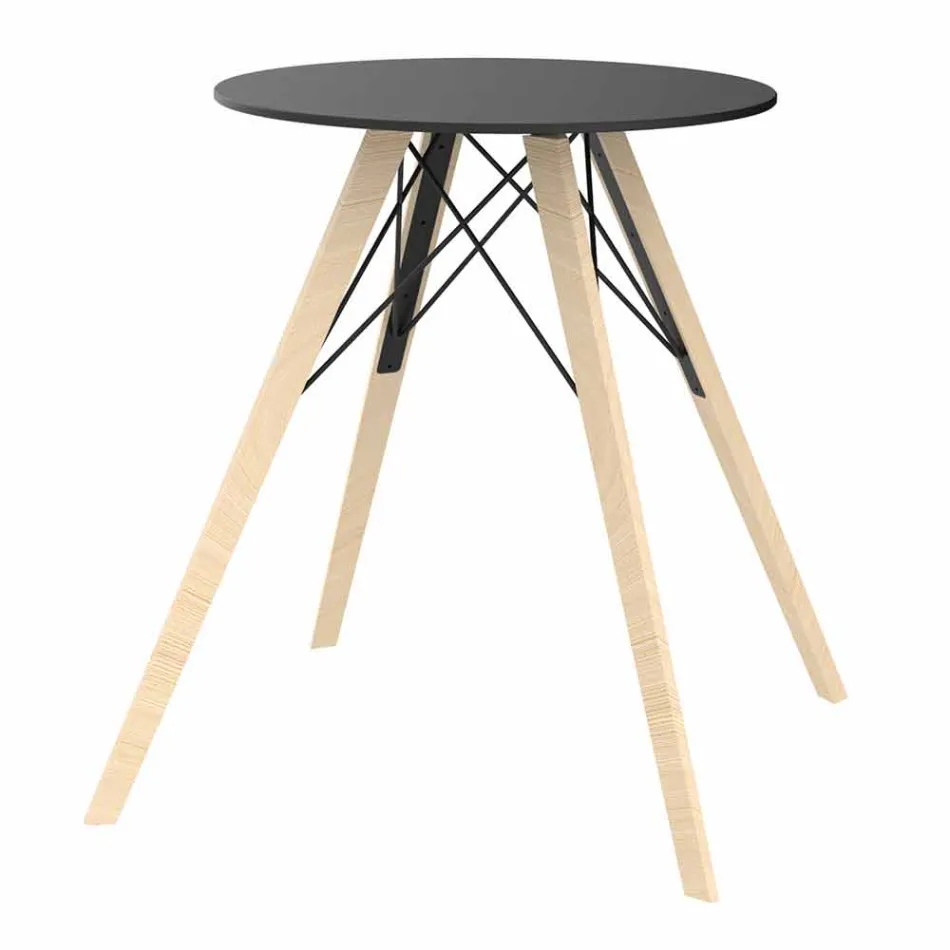 Round Dining Table in Wood and Hpl Top, 4 Pieces - Faz Wood by Vondom Viadurini