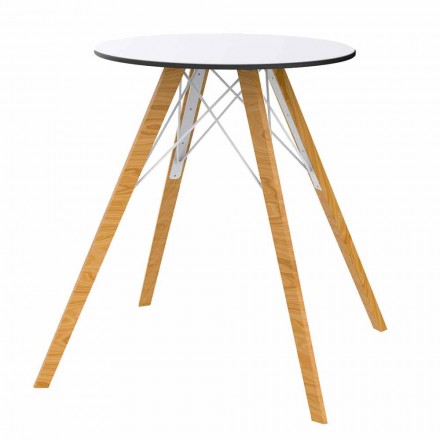Round Dining Table in Wood and Hpl Top, 4 Pieces - Faz Wood by Vondom Viadurini