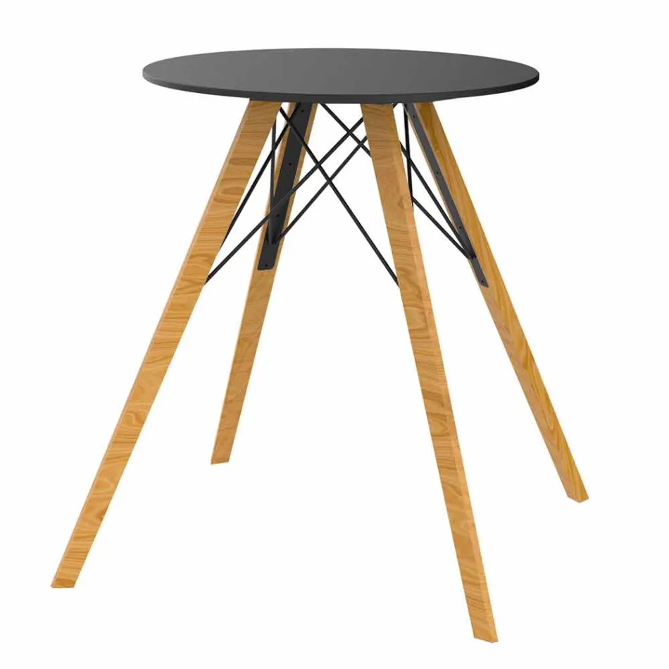 Round Dining Table in Wood and Hpl Top, 4 Pieces - Faz Wood by Vondom Viadurini
