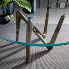 Round Dining Table in Transparent Glass and Polyurethane Legs - Stalto Viadurini