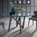 Round Dining Table in Transparent Glass and Polyurethane Legs - Stalto