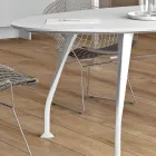 Oval meeting table in white melamine - Fadila Viadurini