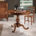 Extendable Round Living Room Table in Walnut Made in Italy - Vittoria