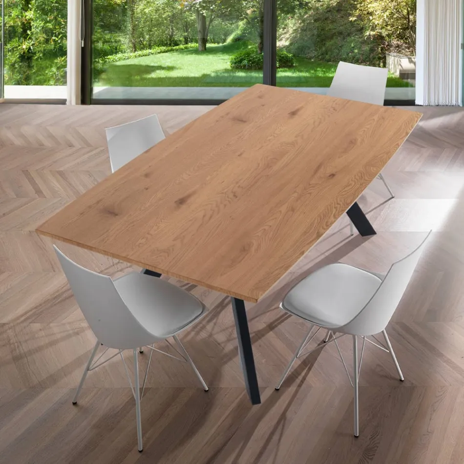 Living room table with steel legs and MDF top - Terullio Viadurini