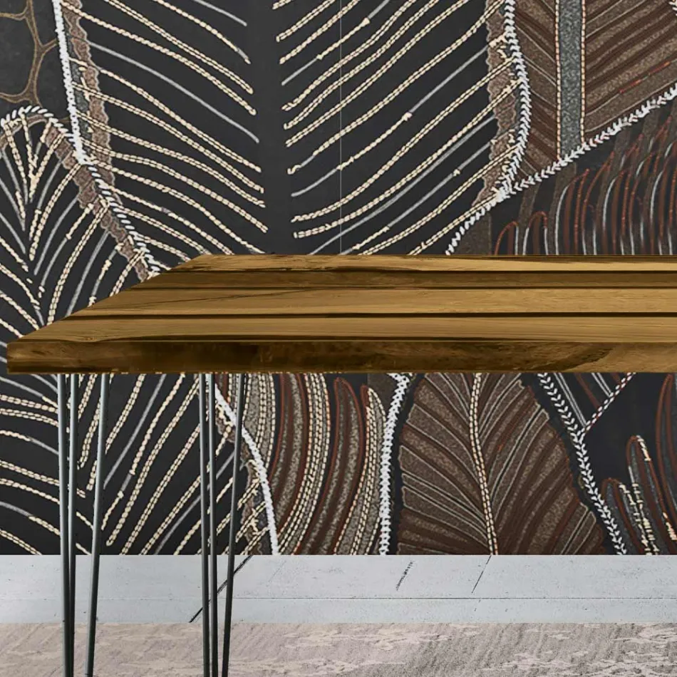 Living Room Table in Oak and Colored Epoxy Resin Made in Italy - Magnus Viadurini