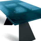 160x90 Living Room Table with Transparent Hammered Glass Top - Martello Viadurini