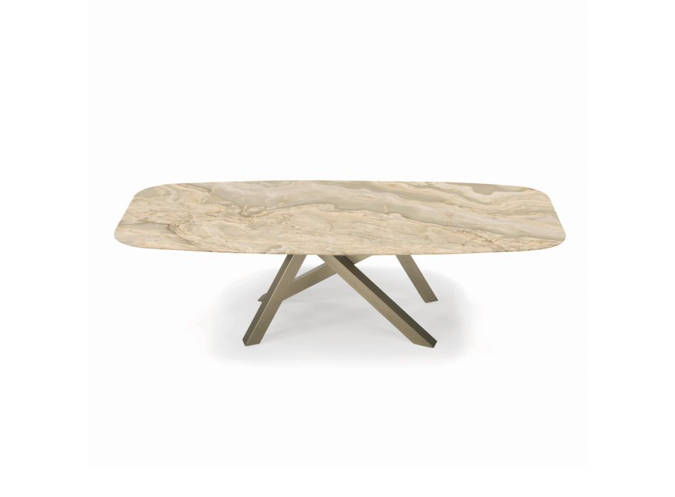 Living Room Table with Barrel-Shaped Top in Ceramic Made in Italy - Settimmio Viadurini