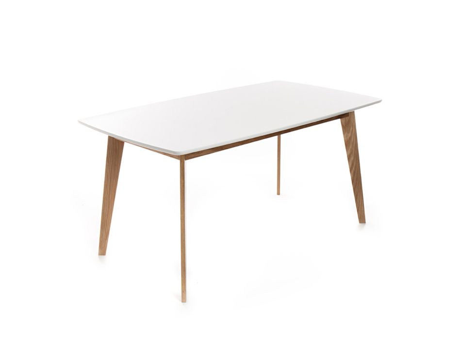 Living Room Table with MDF Top and Wooden Base - Silver Viadurini