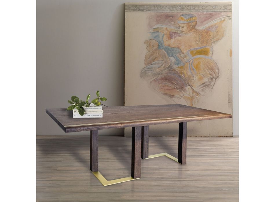 Living Room Table with Structure in Knotted Oak Made in Italy - Giusy Viadurini