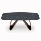 Fixed Living Room Table with Wooden Base Made in Italy - Equatore Viadurini