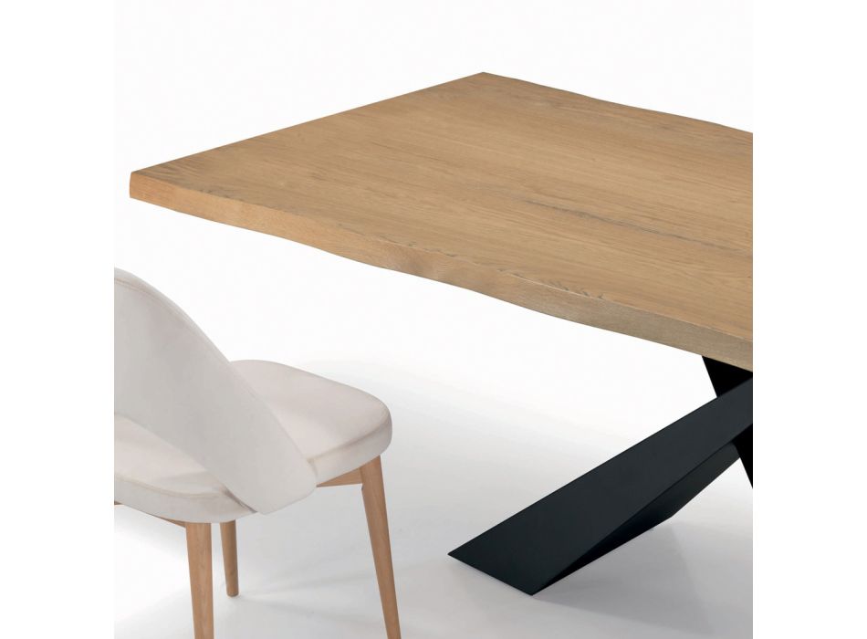 Fixed Living Room Table with Debarked Edge Made in Italy - Holidays Viadurini